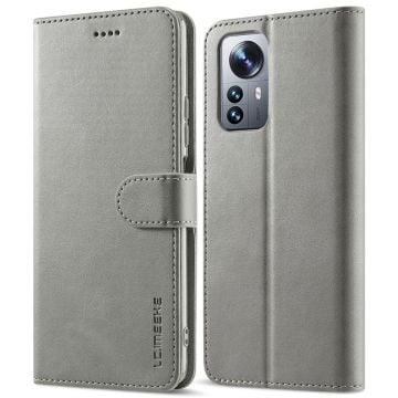 LC.Imeeke läder Xiaomi 12 Pro fodral - Silver/Grå