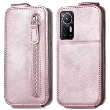 Vertikalt Xiaomi 12S / Xiaomi 12X / Xiaomi 12 fodral med dragkedja - Rosa