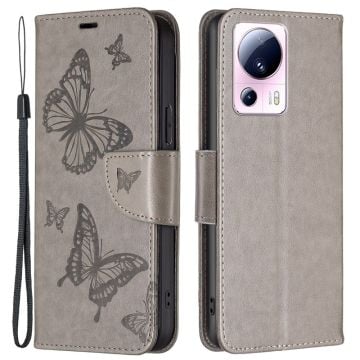 Butterfly läder Xiaomi 13 Lite / Xiaomi Civi 2 fodral - Silver/Grå