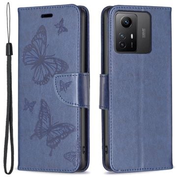 Butterfly Xiaomi Redmi Note 12s Flip Fodral - Blå