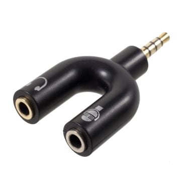 3.5mm hankontakt till 2 honkontakter ljudadapter stereo audio U-form 