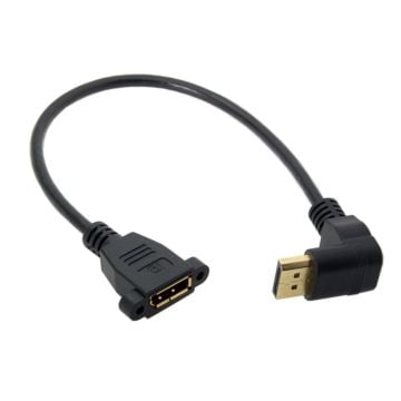 DP-015-DN förlängningskabel för DisplayPort hankontakt till honkontakt 90 grader uppåtvinklad 30CM