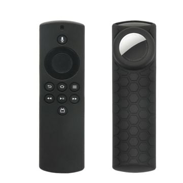 2-i-1 Amazon Fire TV Stick Lite / AirTag silikonöverdrag - Svart