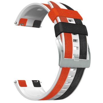 22 mm universal klockarmband i silikon med färgskarvning - Svart / Vit / Röd