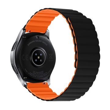 22 mm universal klockarmband i silikon - Svart / Orange Storlek: L