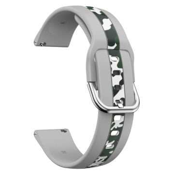 20 mm klockarmband i silikon med universellt mönster - Grå / Grå Kamouflage