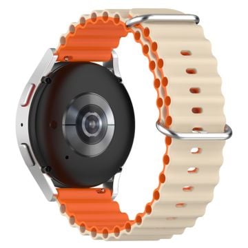 22 mm universellt dubbelfärgat klockarmband i silikon - Stjärnljus / Orange