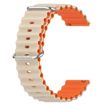 22 mm universal klockarmband i silikon i vågig stil - Stjärnljus / Orange