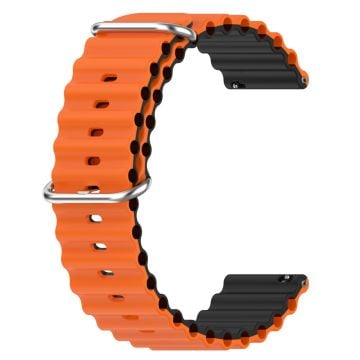 22 mm universal klockarmband i silikon i vågig stil - Orange / Svart