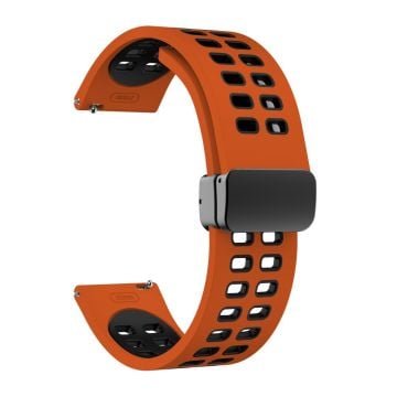 22 mm universellt dubbelfärgat silikonband med svart spänne - Orange / Svart