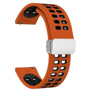 22 mm universellt dubbelfärgat silikonband med silverspänne - Orange / Svart