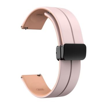 22 mm universellt dubbelfärgat silikonband med svart spänne - Rosa / Rosa Ros