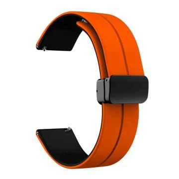 22 mm universellt dubbelfärgat silikonband med svart spänne - Orange / Svart