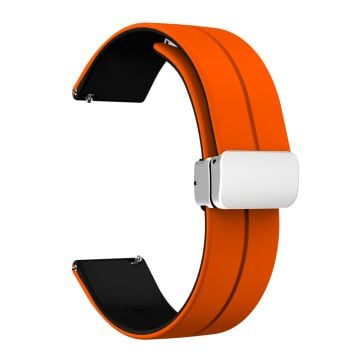 22 mm universellt dubbelfärgat silikonband med silverspänne - Orange / Svart