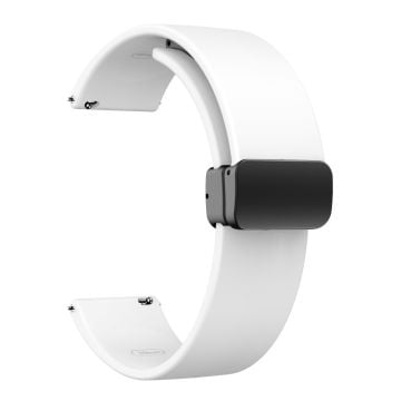 22 mm Universal enkelt silikonarmband med svart spänne - Vit