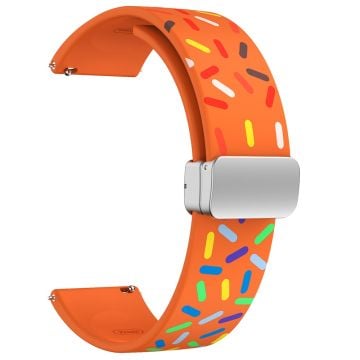 22 mm universalarmband i silikon med färgglatt mönster och silverspänne - Orange Regnbåge