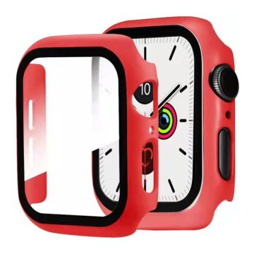 Apple Watch (41mm) simple frame + tempered glass screen protector - Red