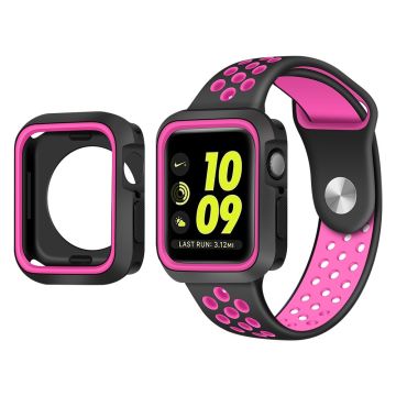 Apple Watch (41 mm) TPU-skal i två färger + klockarmband - Svart / Rosa