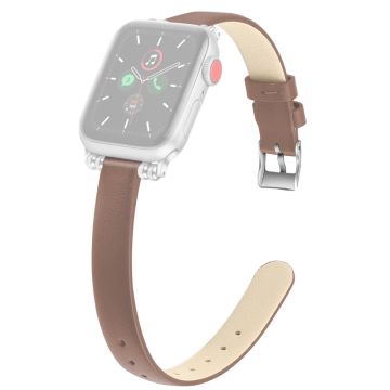 Apple Watch (41mm) enkel klockrem i äkta läder - Grå / Storlek: L