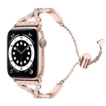 Apple Watch (41 mm) klockarmband i rostfritt stål 304 med strass - Guld