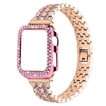 Apple Watch (41mm) klockarmband med fem pärlor och glänsande strassstenar - Roséguld / Ros / Rosa Ros