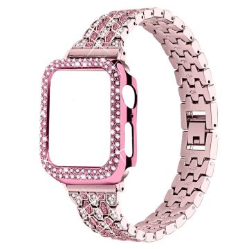 Apple Watch (41mm) klockarmband med fem pärlor och glänsande strassstenar - Rosa Ros / Ros / Rosa Ros