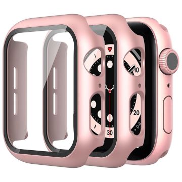 2Pcs Apple Watch (41mm) cover with tempered glass - Rose Gold