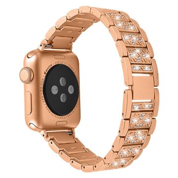 Apple Watch (41mm) klockarmband i rostfritt stål med strassdekor - Guld