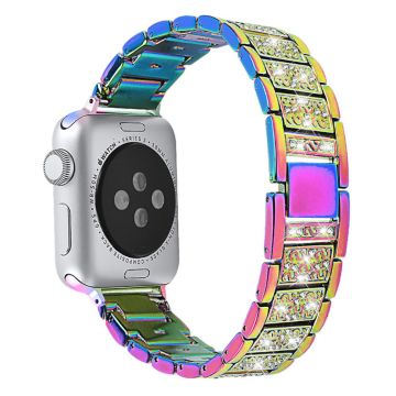 Apple Watch (41mm) klockarmband i rostfritt stål med strassdekor - Flerfärgad