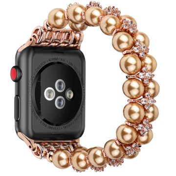 Apple Watch (41 mm) klockarmband med strass och pärla - Guld