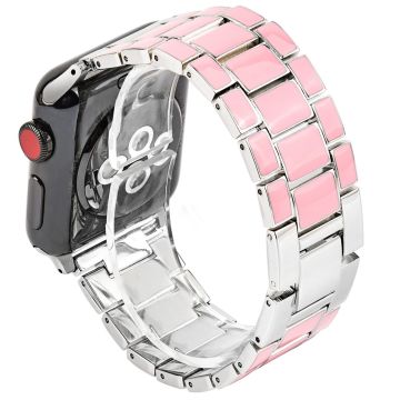 Apple Watch (41mm) 3 pärlor modernt klockarmband - Rosa / Silver