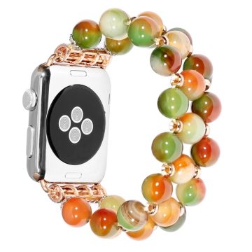 Apple Watch (41mm) snyggt klockarmband med tre rader pärlor - Brun