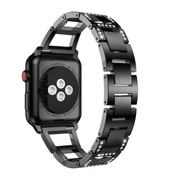 Apple Watch (41mm) klockarmband med strassdekor i trapetsform - Svart