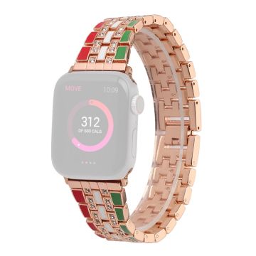 Apple Watch (41 mm) klockarmband med flagga i strass - Röd / Grön / Roséguld