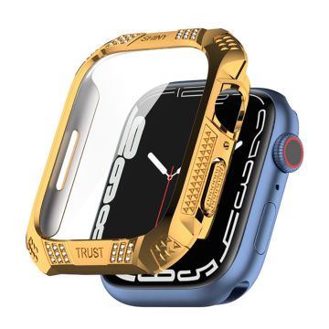 Apple Watch (41mm) rhinestone protective cover with tempered glass - Gold