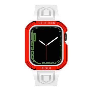 Apple Watch (41 mm) klockarmband + fodral i kontrastfärg - Vit / Röd