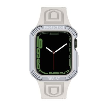 Apple Watch (41 mm) klockarmband med färgkontrast + skyddsfodral - Grå / Silver