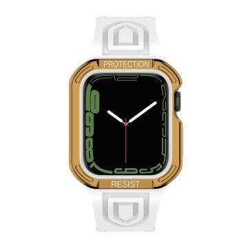 Apple Watch (41 mm) klockarmband med färgkontrast + skyddsfodral - Vit / Guld