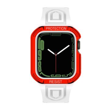 Apple Watch (41 mm) klockarmband med färgkontrast + skyddsfodral - Vit / Röd