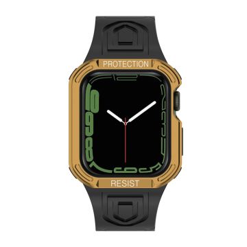 Apple Watch (41 mm) klockarmband med färgkontrast + skyddsfodral - Svart / Guld