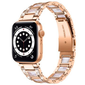 Apple Watch (41mm) modernt klockarmband med strassdekor - Roséguld / Rosa Mix