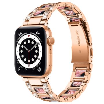 Apple Watch (41mm) modernt klockarmband med strassdekor - Roséguld / Roséguld