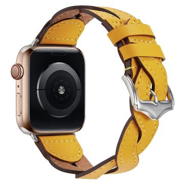 Apple Watch (41mm) Klockarmband i läder med vävd design av koskinn - Gul