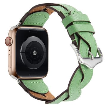 Apple Watch (41mm) Klockarmband i läder med vävd design av koskinn - Grön