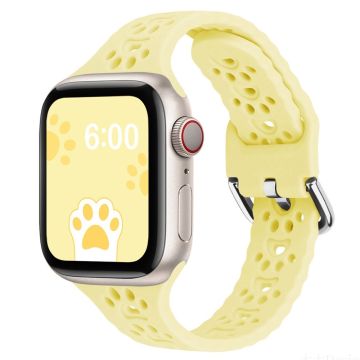 Apple Watch (41 mm) klockarmband i silikon med söt katt-tass - Grädde Gul