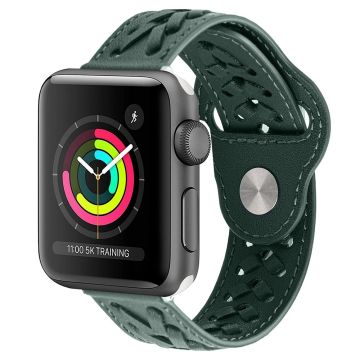 Apple Watch (41 mm) klockarmband i vävt läder med mikrofiber - Svartaktig Grön