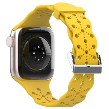 Apple Watch (41mm) klockarmband i silikon med blommönster - Gul