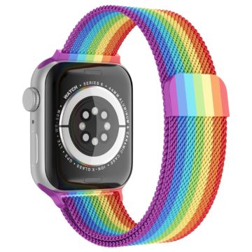 Apple Watch (41mm) klockarmband med coolt mönster i milanesisk fin mesh - Regnbåge