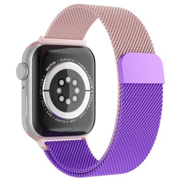 Apple Watch (41mm) klockarmband med coolt mönster i milanesisk fin mesh - Gradient Roséguld / Lila