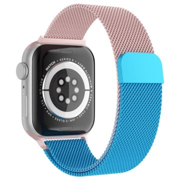 Apple Watch (41mm) klockarmband med coolt mönster i milanesisk fin mesh - Gradient Roséguld / Blå